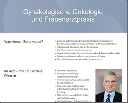 Webseite Zentrum für Gynäkologische Onkologie Kiel